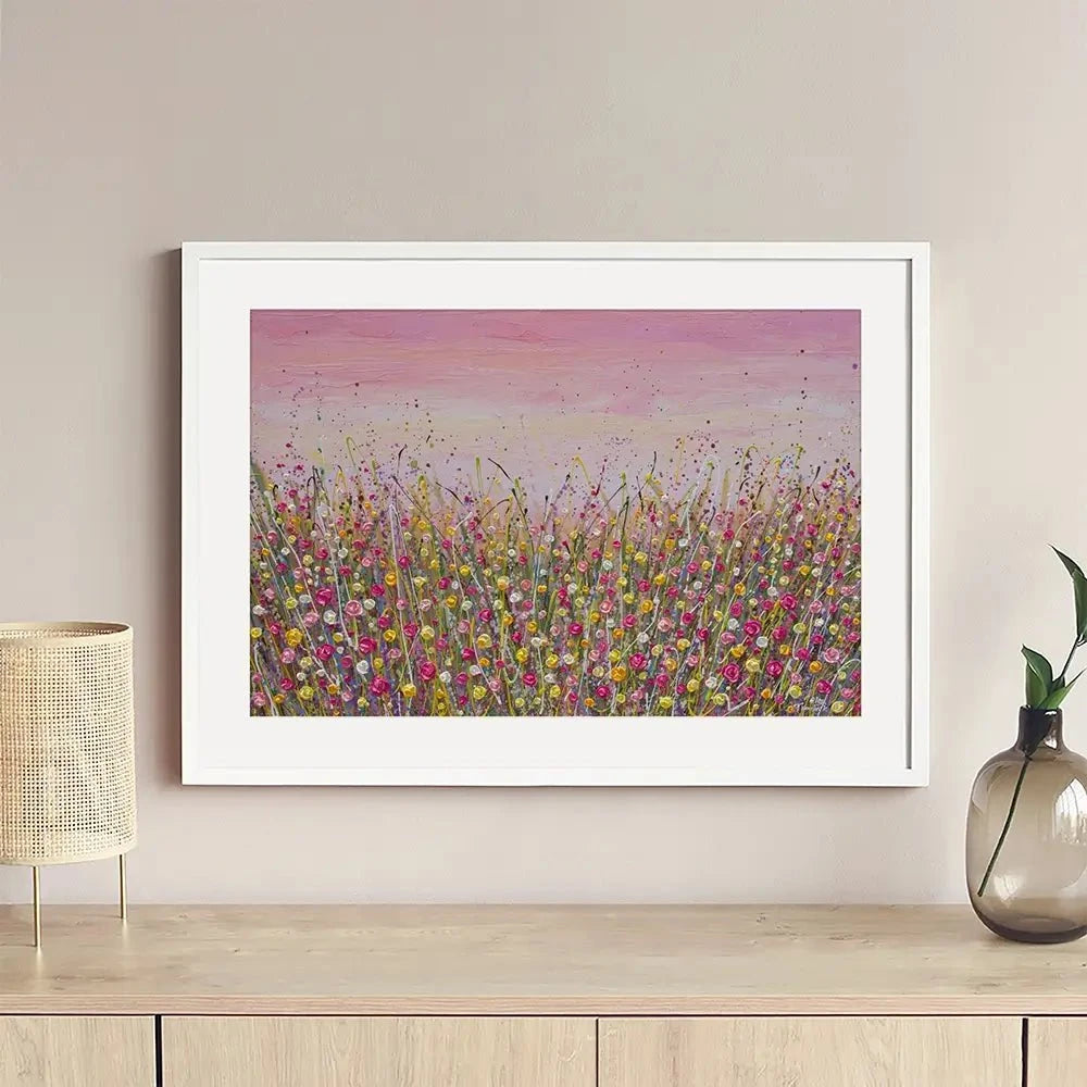 Pink Sky Flower Field Framed Art Print Pink Sky Flower Field Framed Art Print wall art product Olga Tkachyk