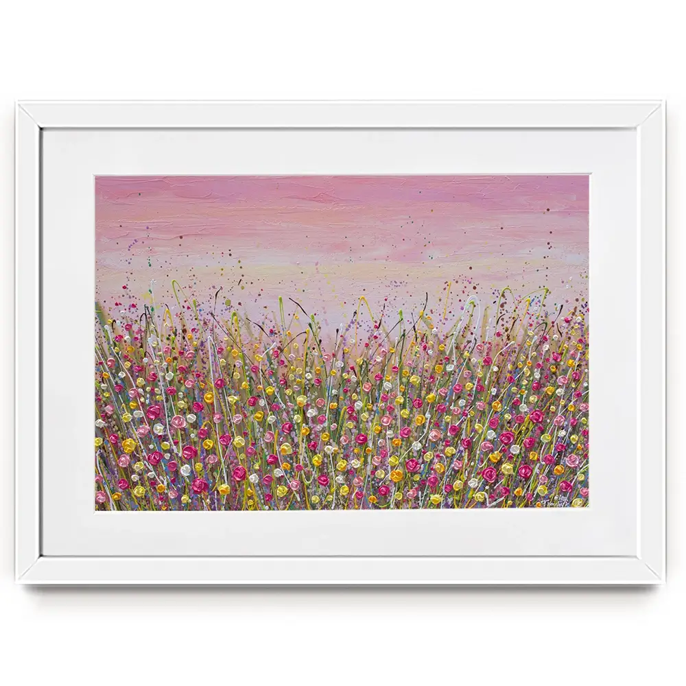 Pink Sky Flower Field Framed Art Print Pink Sky Flower Field Framed Art Print wall art product Olga Tkachyk