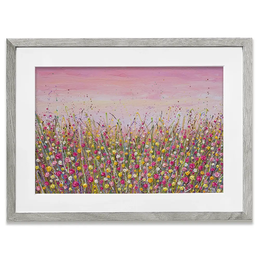 Pink Sky Flower Field Framed Art Print Pink Sky Flower Field Framed Art Print wall art product Olga Tkachyk