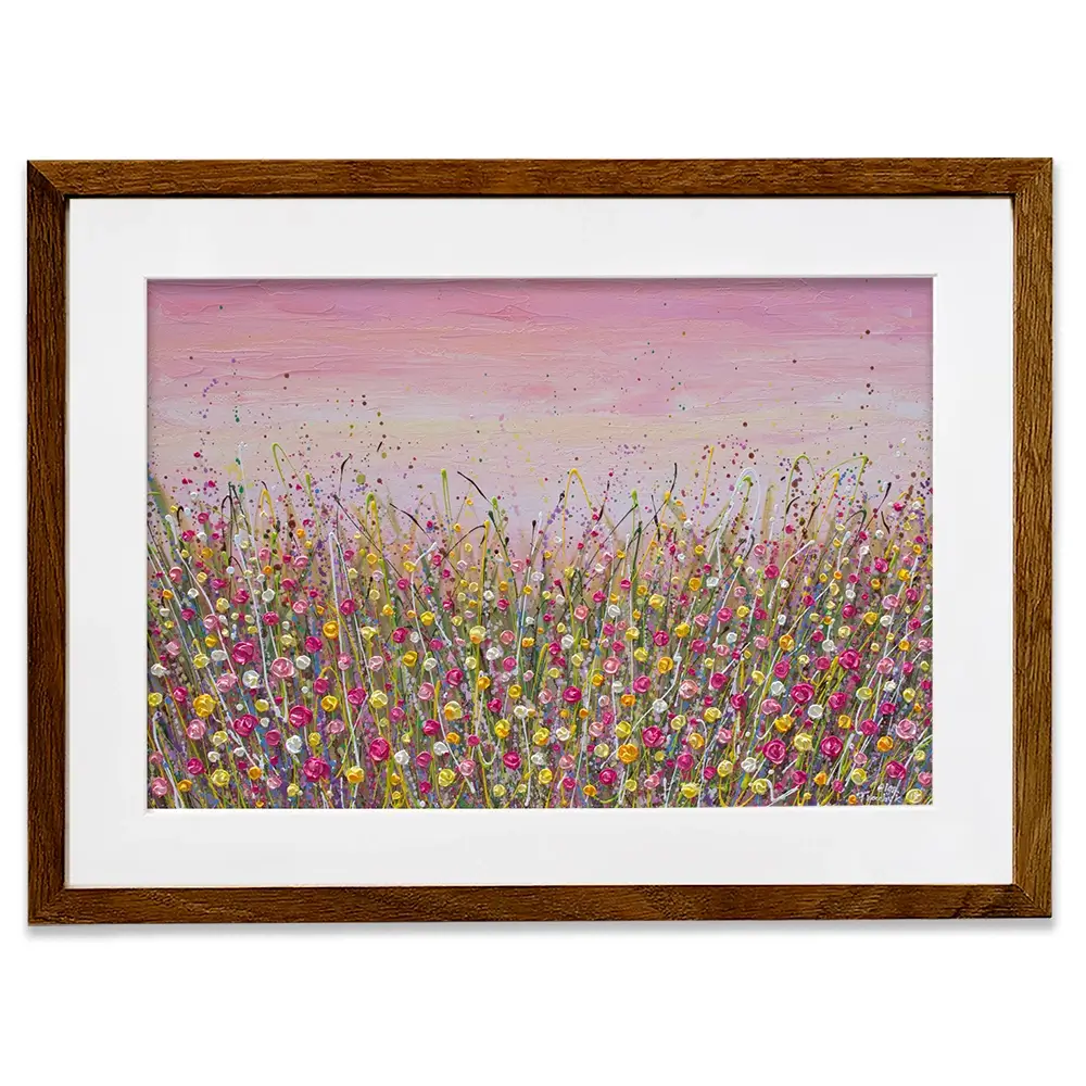 Pink Sky Flower Field Framed Art Print Pink Sky Flower Field Framed Art Print wall art product Olga Tkachyk