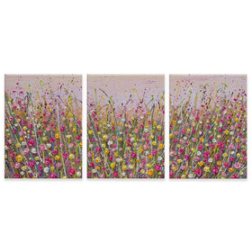 Pink Sky Flower Field Trio Canvas Print Pink Sky Flower Field Trio Canvas Print wall art product Olga Tkachyk