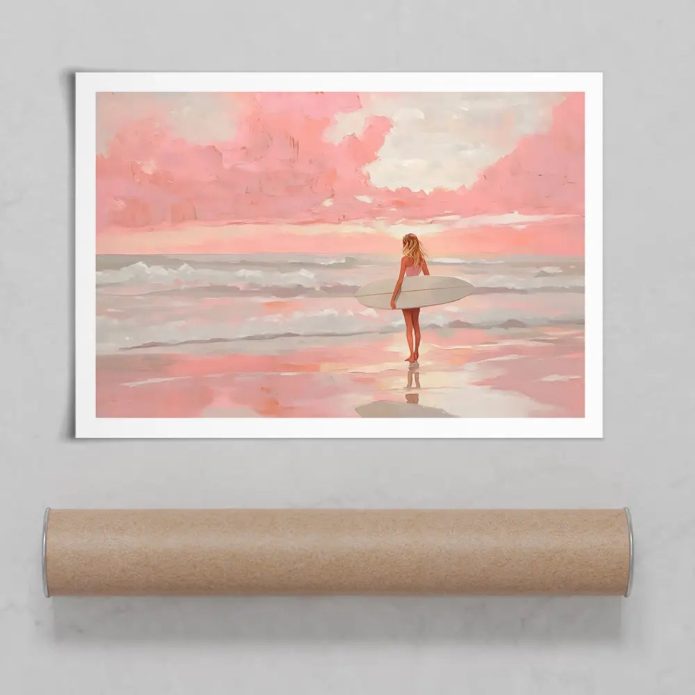 Pink Sky Surfer Art Print Pink Sky Surfer Art Print wall art product NiniArt - Independent