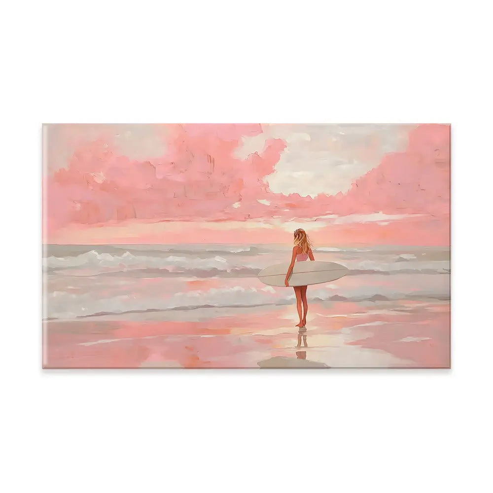 Pink Sky Surfer Canvas Print Pink Sky Surfer Canvas Print wall art product NiniArt - Independent