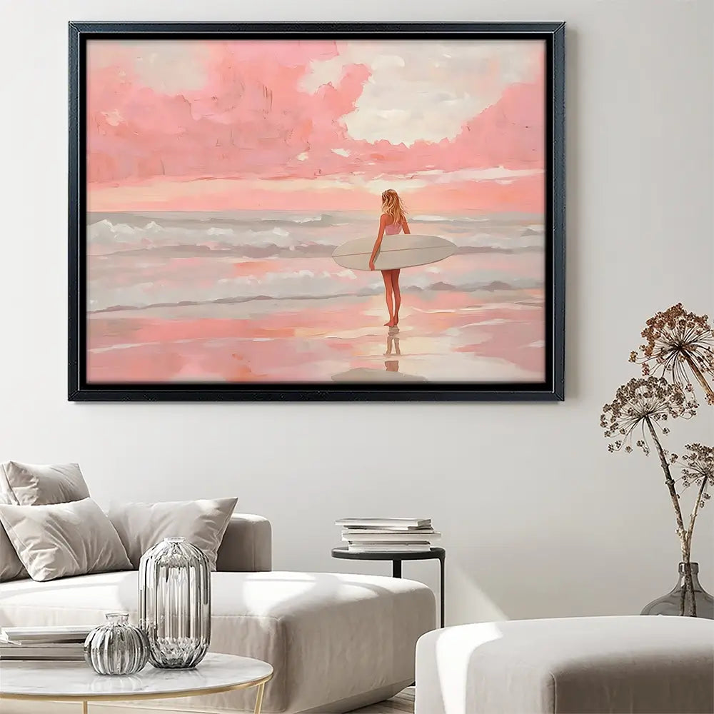 Pink Sky Surfer Canvas Print Pink Sky Surfer Canvas Print wall art product NiniArt - Independent