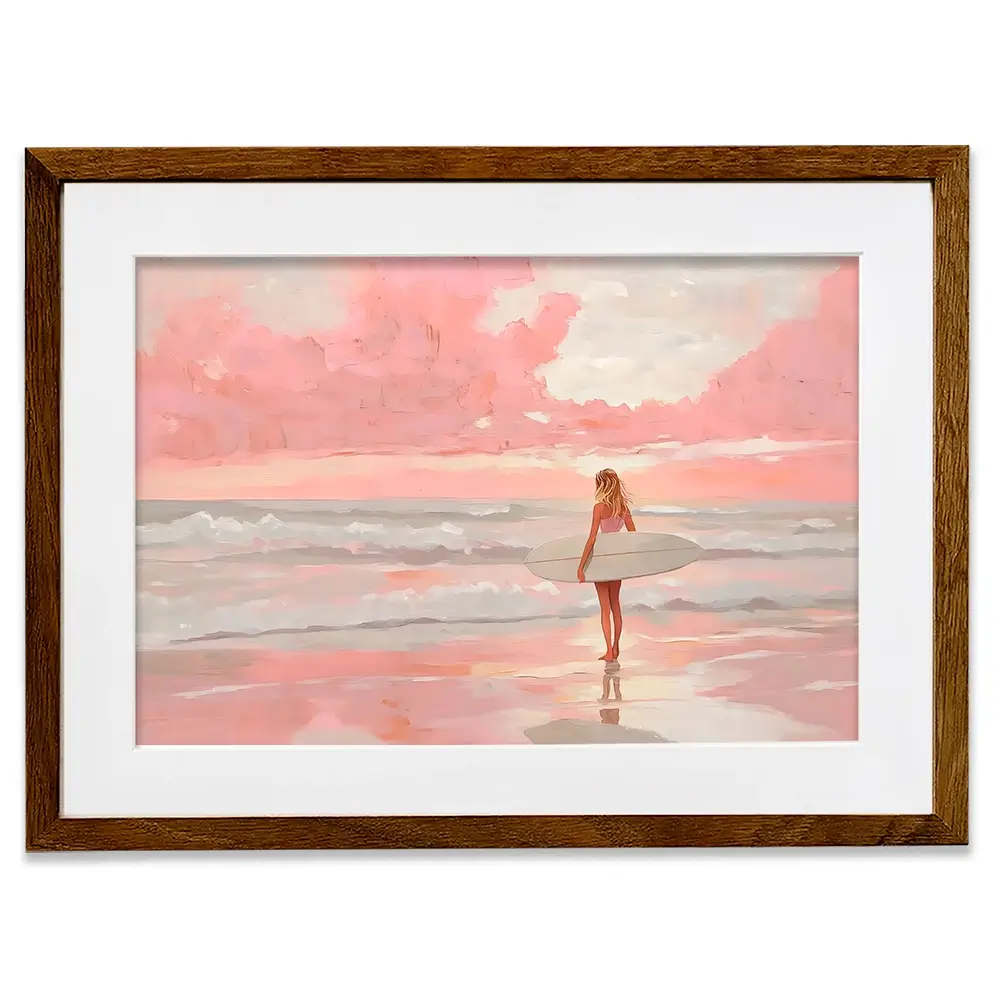 Pink Sky Surfer Framed Art Print Pink Sky Surfer Framed Art Print wall art product NiniArt - Independent