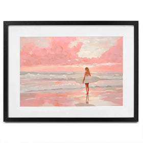 Pink Sky Surfer Framed Art Print Pink Sky Surfer Framed Art Print wall art product NiniArt - Independent