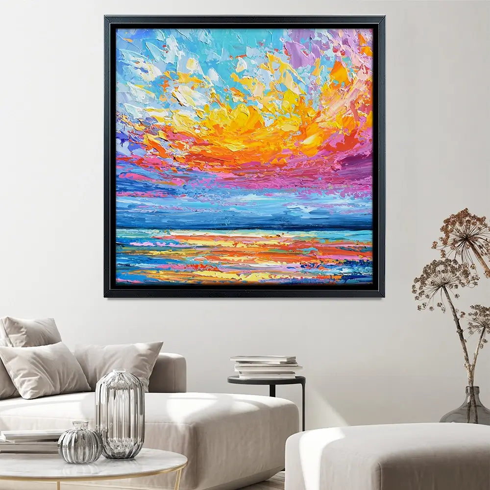 Pink Sunset Square Canvas Print Pink Sunset Square Canvas Print wall art product Olga Tkachyk