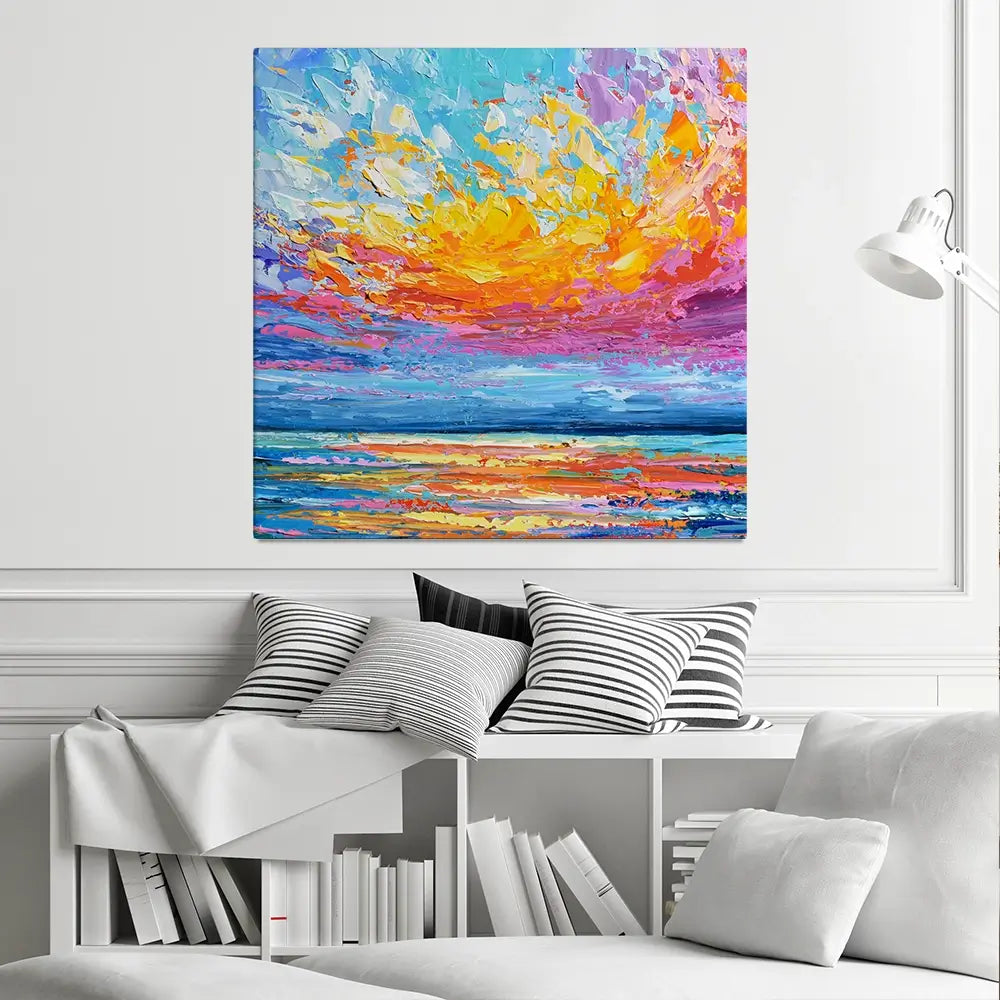 Pink Sunset Square Canvas Print Pink Sunset Square Canvas Print wall art product Olga Tkachyk