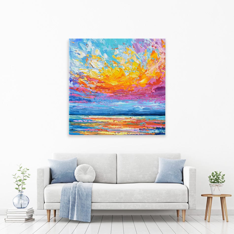 Pink Sunset Square Canvas Print wall art product Olga Tkachyk