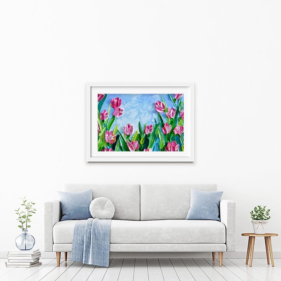 Pink Tulips Framed Art Print wall art product Olga Tkachyk