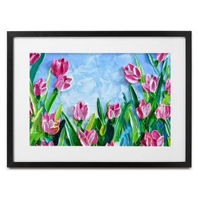 Pink Tulips Framed Art Print wall art product Olga Tkachyk