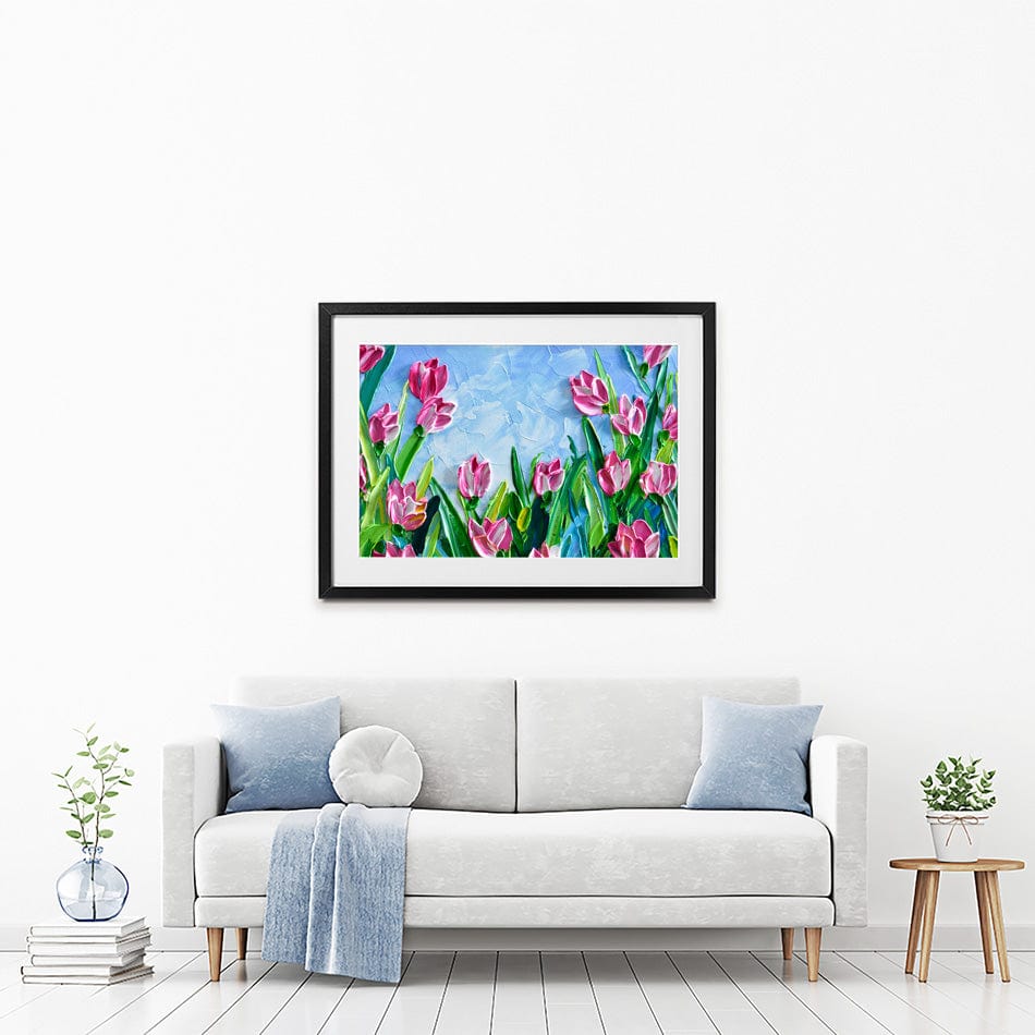 Pink Tulips Framed Art Print wall art product Olga Tkachyk