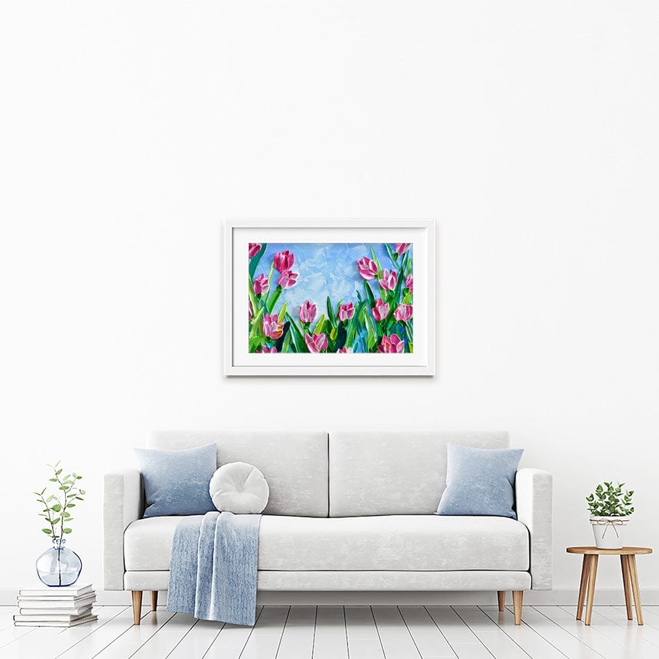Pink Tulips Framed Art Print wall art product Olga Tkachyk