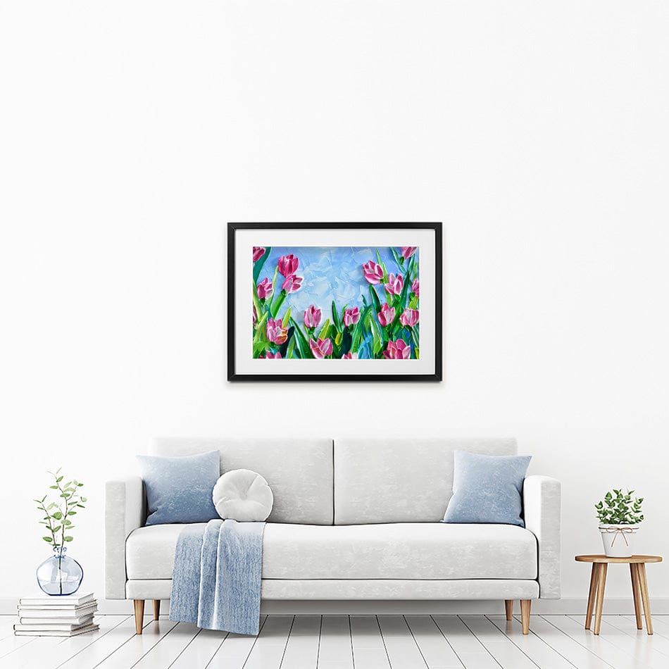 Pink Tulips Framed Art Print wall art product Olga Tkachyk