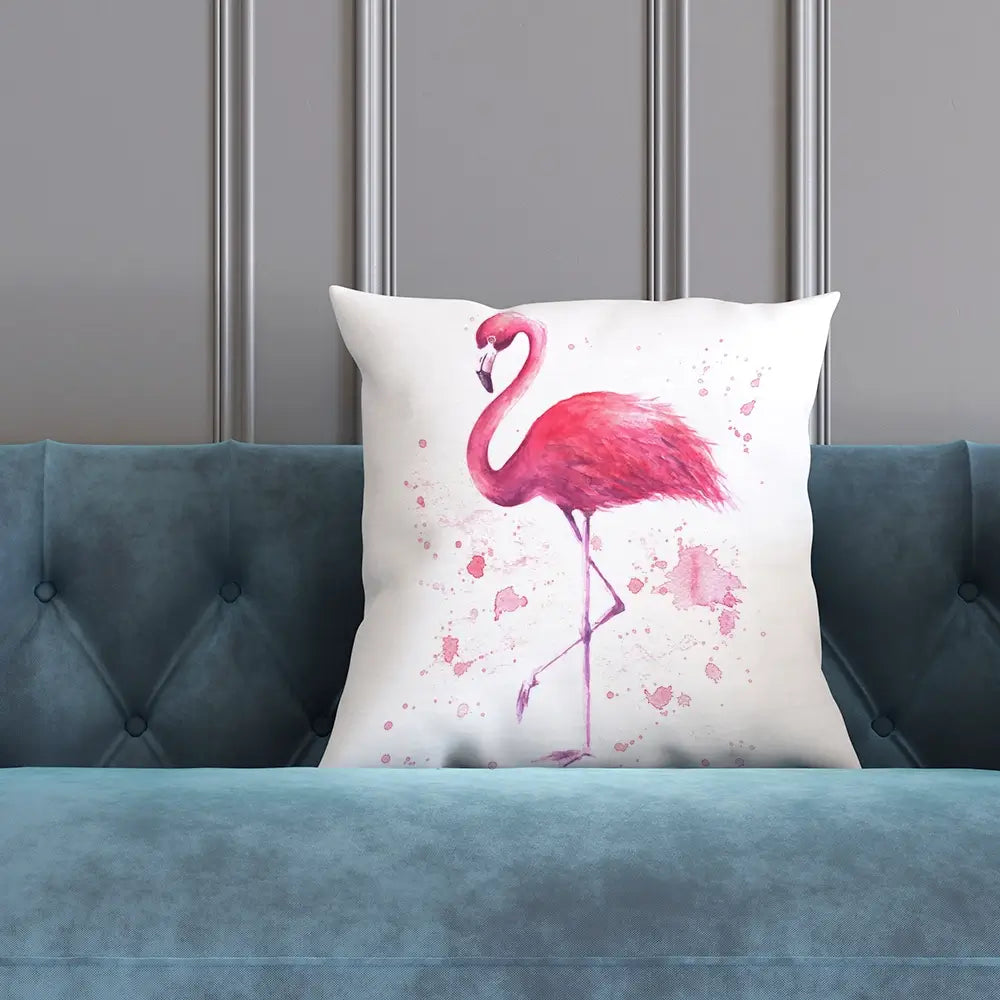 Pink Watercolour Flamingo Cushion Pink Watercolour Flamingo Cushion wall art product olgers / Shutterstock