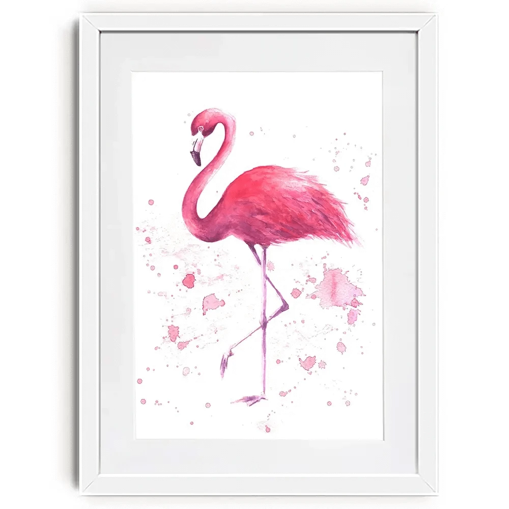 Pink Watercolour Flamingo Framed Art Print Pink Watercolour Flamingo Framed Art Print wall art product olgers / Shutterstock