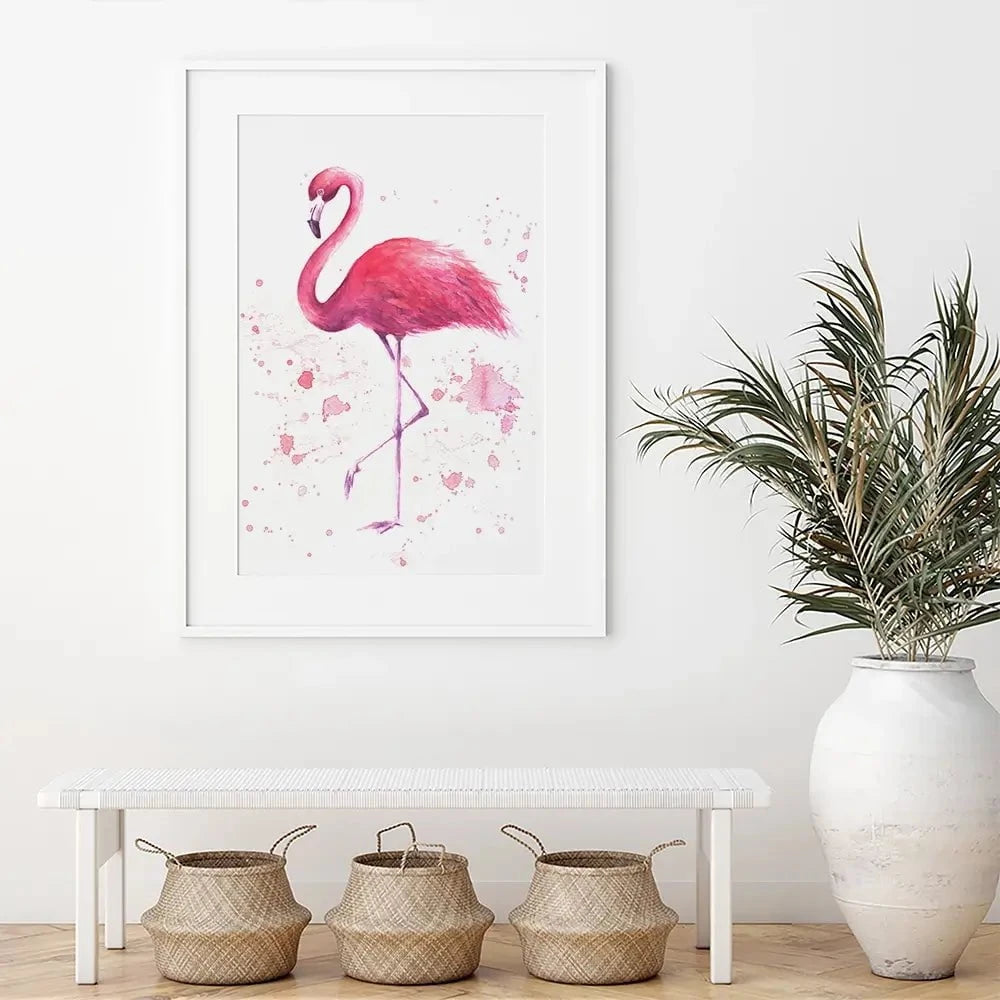 Pink Watercolour Flamingo Framed Art Print Pink Watercolour Flamingo Framed Art Print wall art product olgers / Shutterstock