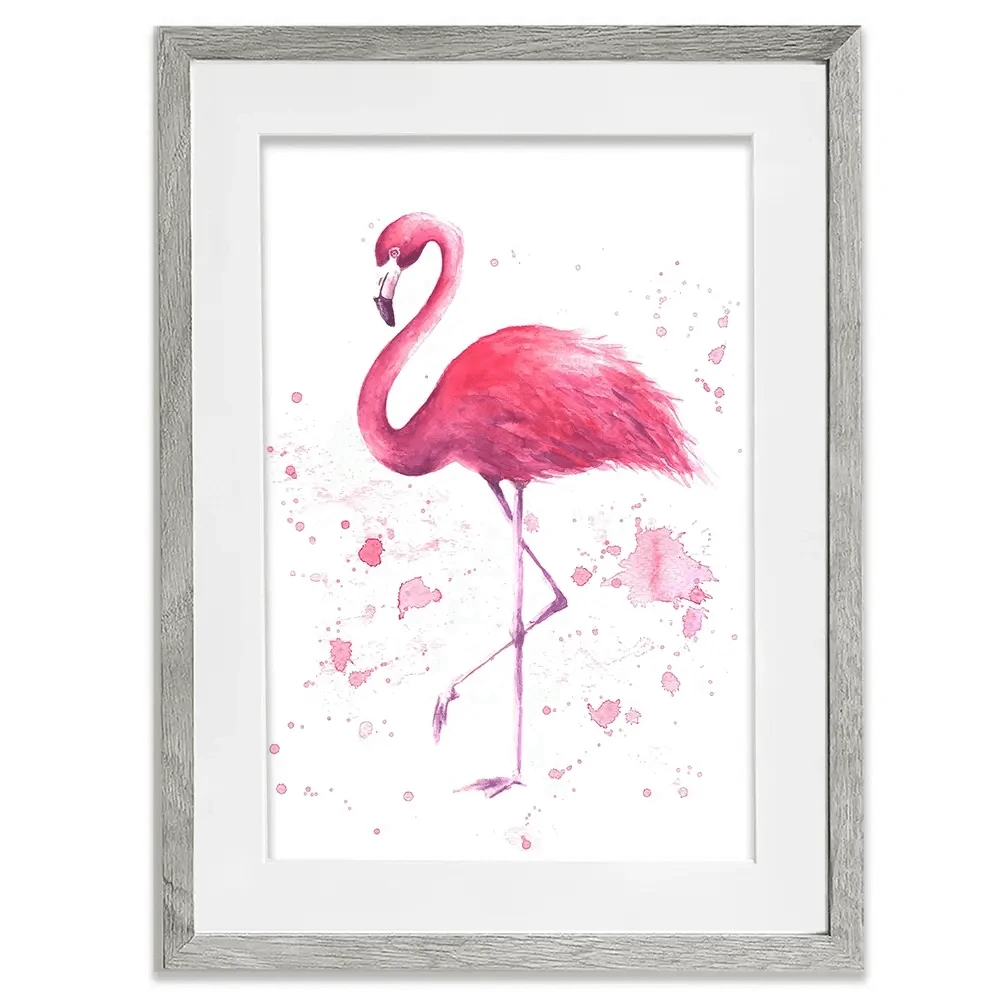 Pink Watercolour Flamingo Framed Art Print Pink Watercolour Flamingo Framed Art Print wall art product olgers / Shutterstock