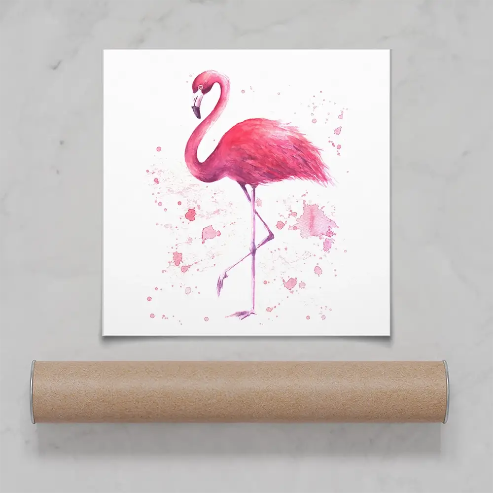 Pink Watercolour Flamingo Square Art Print Pink Watercolour Flamingo Square Art Print wall art product olgers / Shutterstock
