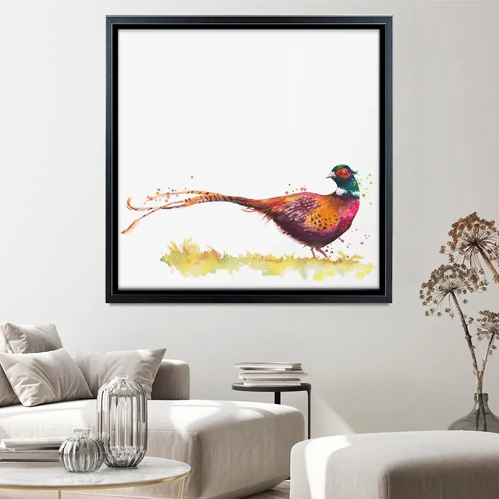 Pleasant Pheasant Square Canvas Print Pleasant Pheasant Square Canvas Print wall art product Kamieshkova / Shutterstock