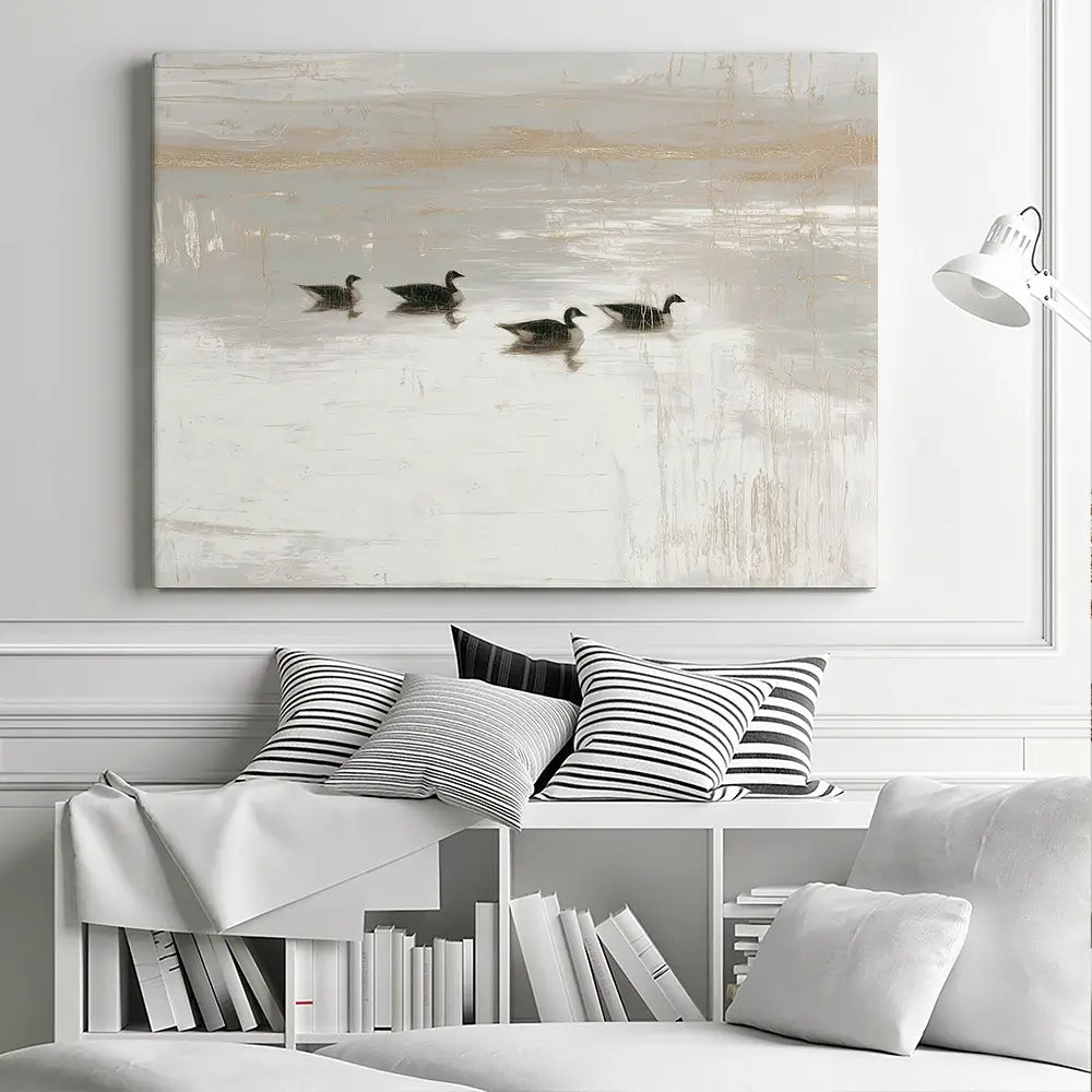 Pond Geese Dawn Canvas Print Pond Geese Dawn Canvas Print wall art product Chromatic Storm Studio