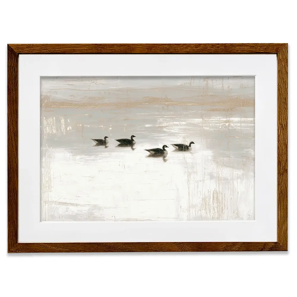 Pond Geese Dawn Framed Art Print Pond Geese Dawn Framed Art Print wall art product Chromatic Storm Studio