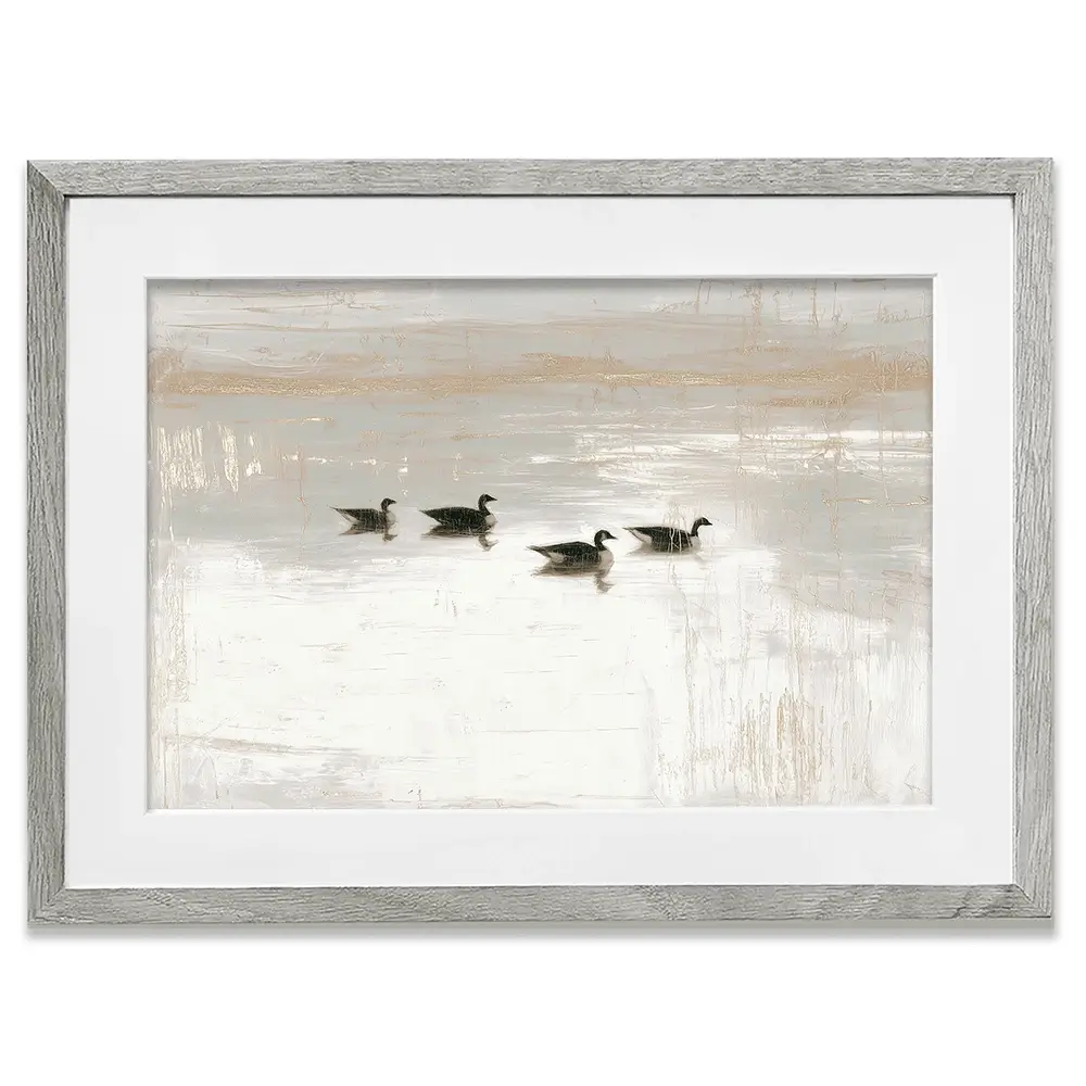 Pond Geese Dawn Framed Art Print Pond Geese Dawn Framed Art Print wall art product Chromatic Storm Studio