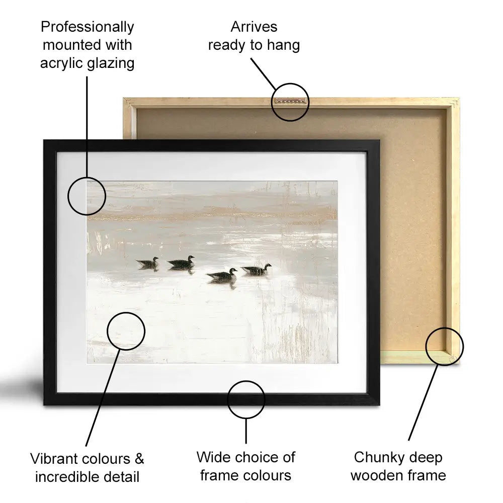 Pond Geese Dawn Framed Art Print Pond Geese Dawn Framed Art Print wall art product Chromatic Storm Studio