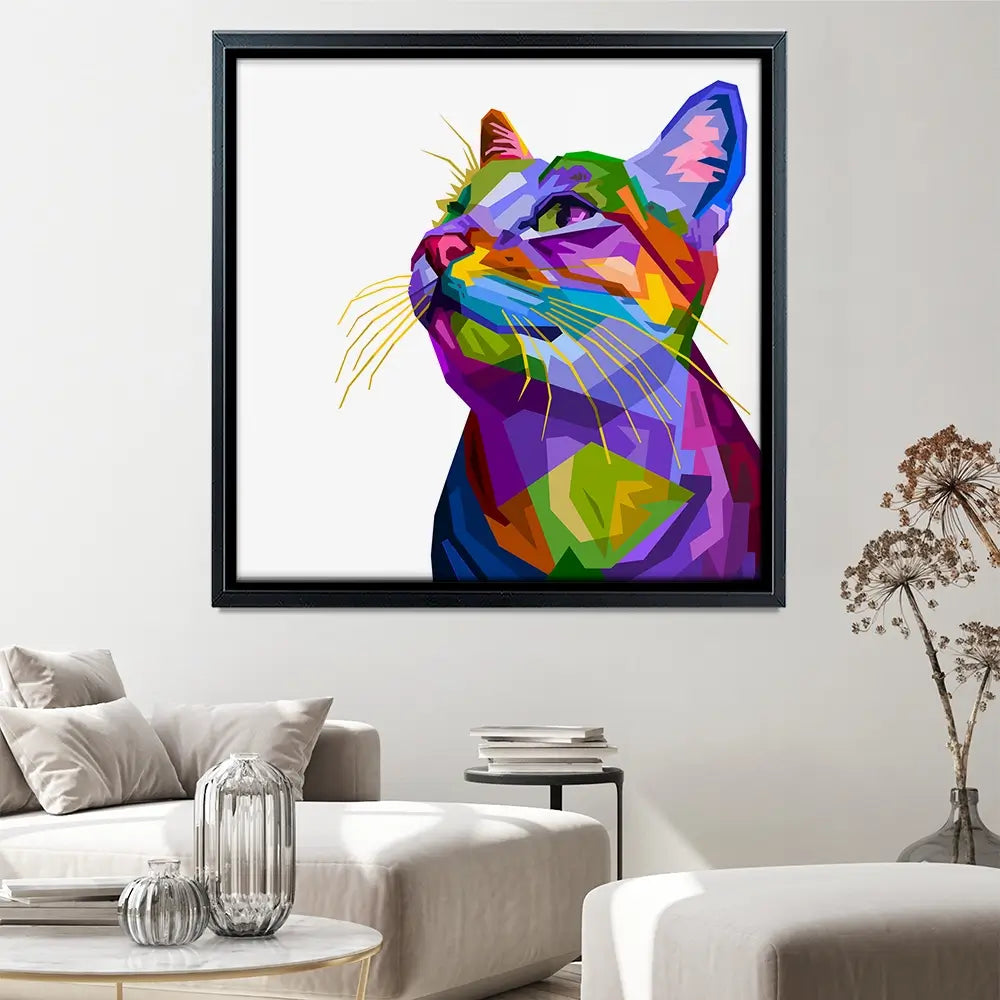 Pop Art Cat Square Canvas Print Pop Art Cat Square Canvas Print wall art product Art Print Shop