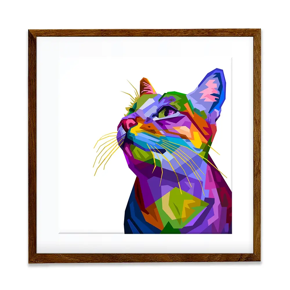 Pop Art Cat Square Framed Art Print Pop Art Cat Square Framed Art Print wall art product Art Print Shop