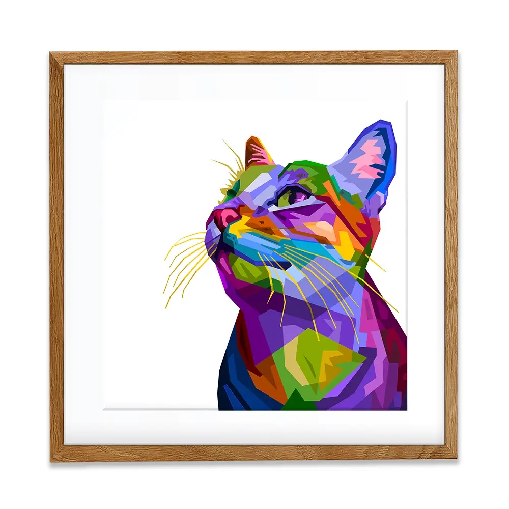 Pop Art Cat Square Framed Art Print Pop Art Cat Square Framed Art Print wall art product Art Print Shop