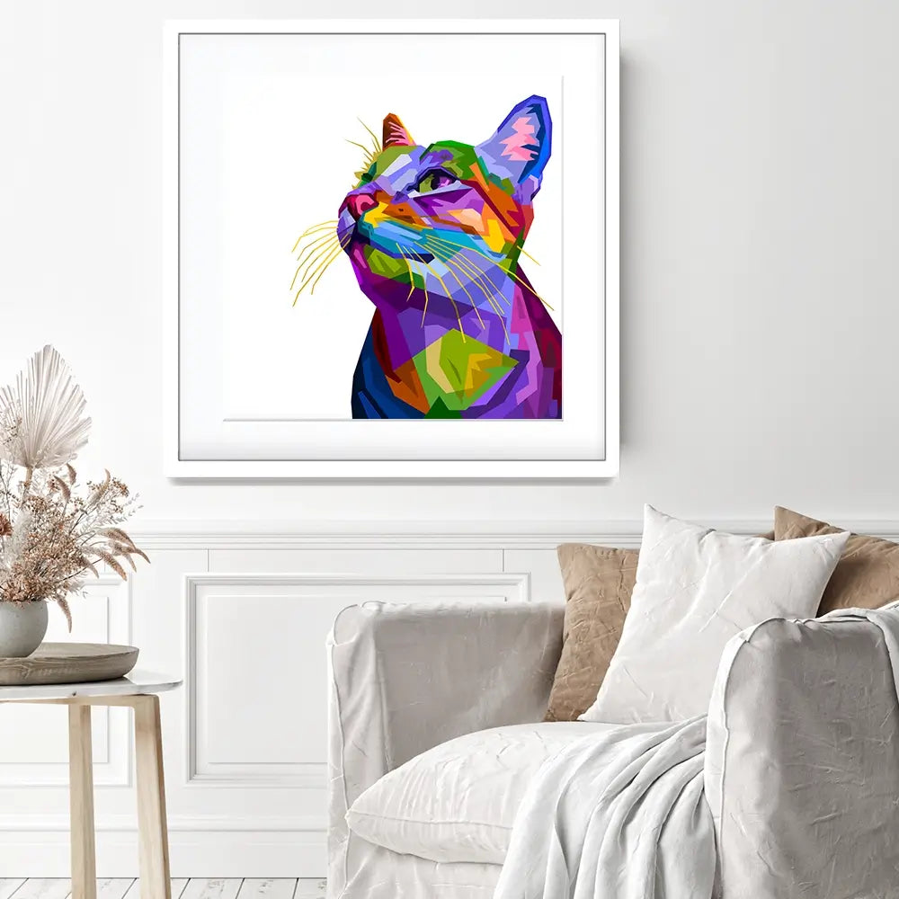 Pop Art Cat Square Framed Art Print Pop Art Cat Square Framed Art Print wall art product Art Print Shop
