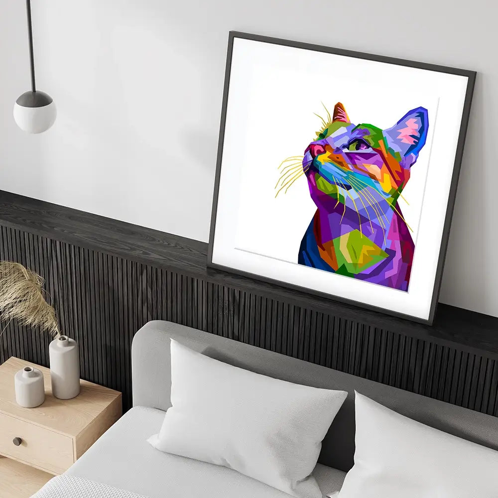 Pop Art Cat Square Framed Art Print Pop Art Cat Square Framed Art Print wall art product Art Print Shop