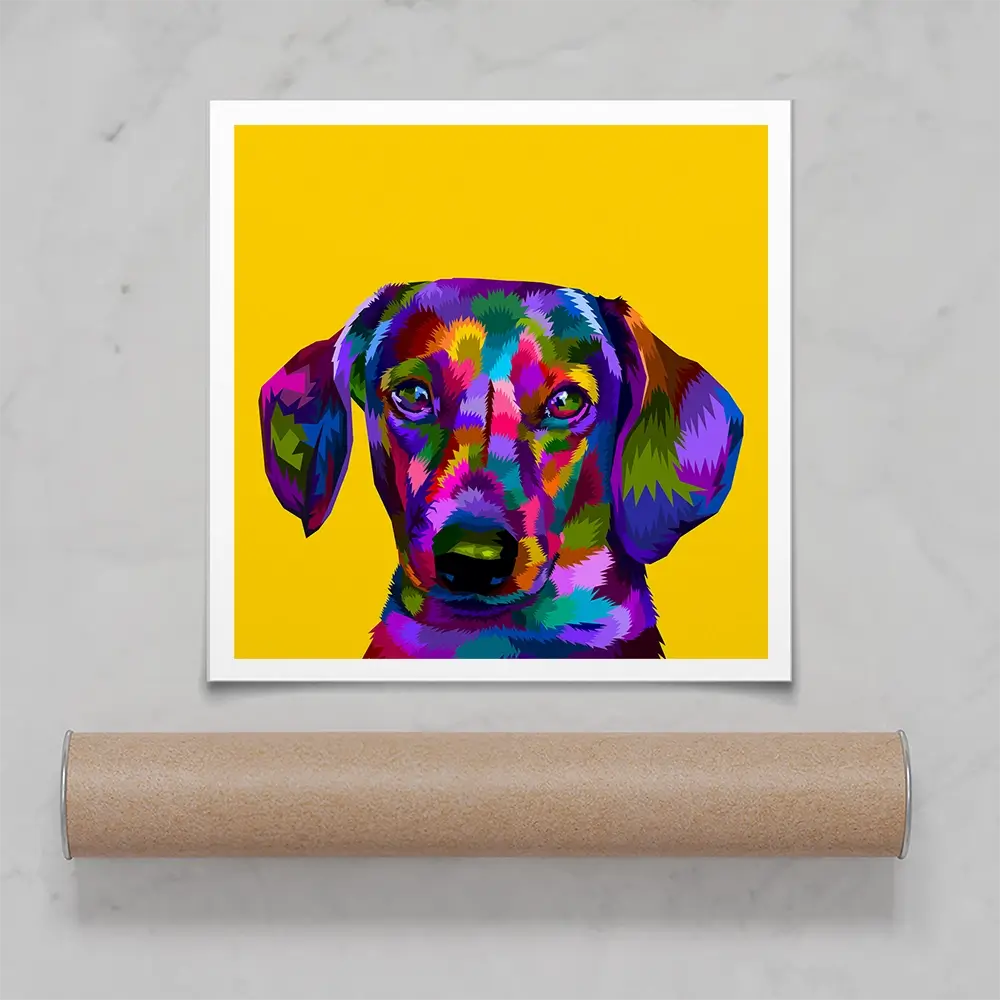 Pop Art Dachshund Square Art Print Pop Art Dachshund Square Art Print wall art product Sultan Receh / Shutterstock