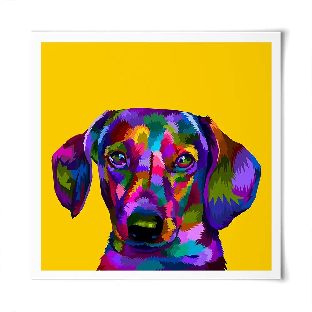 Pop Art Dachshund Square Art Print Pop Art Dachshund Square Art Print wall art product Sultan Receh / Shutterstock