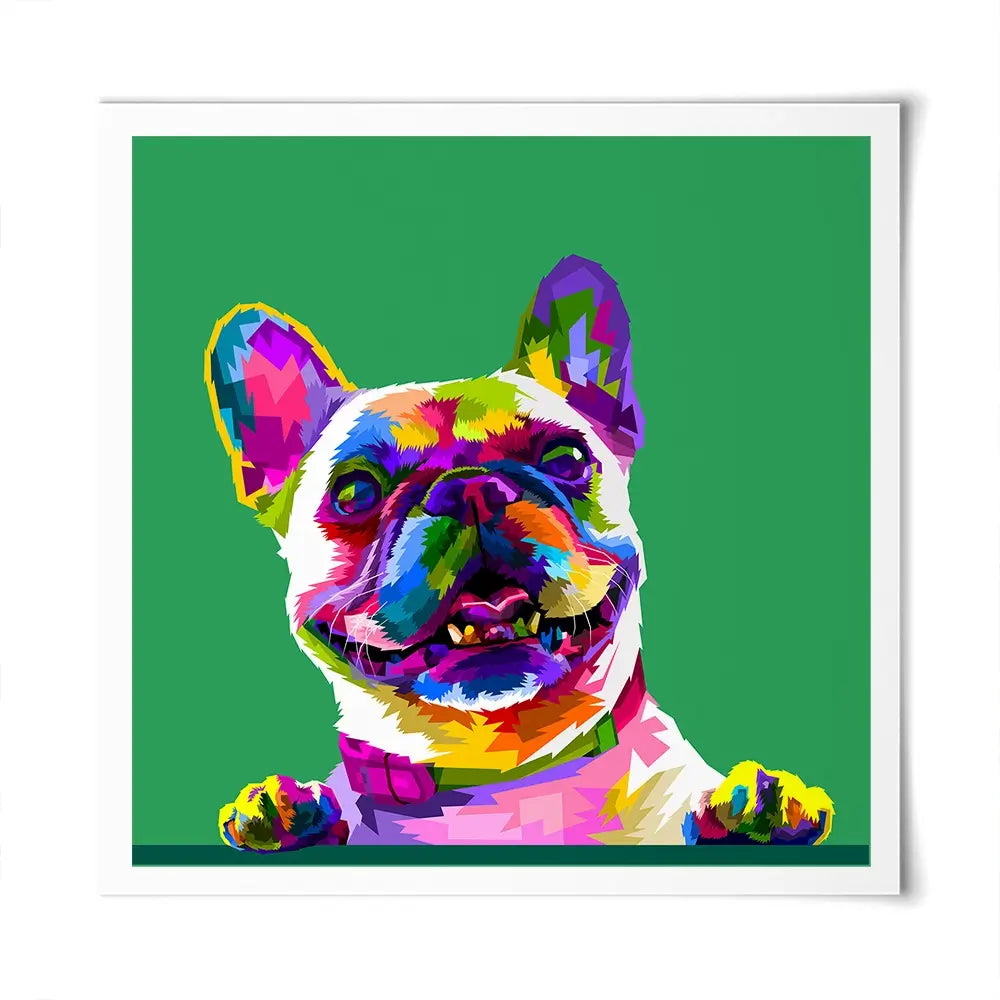 Pop Art Frenchie Square Art Print Pop Art Frenchie Square Art Print wall art product rainbow zoo / Shutterstock