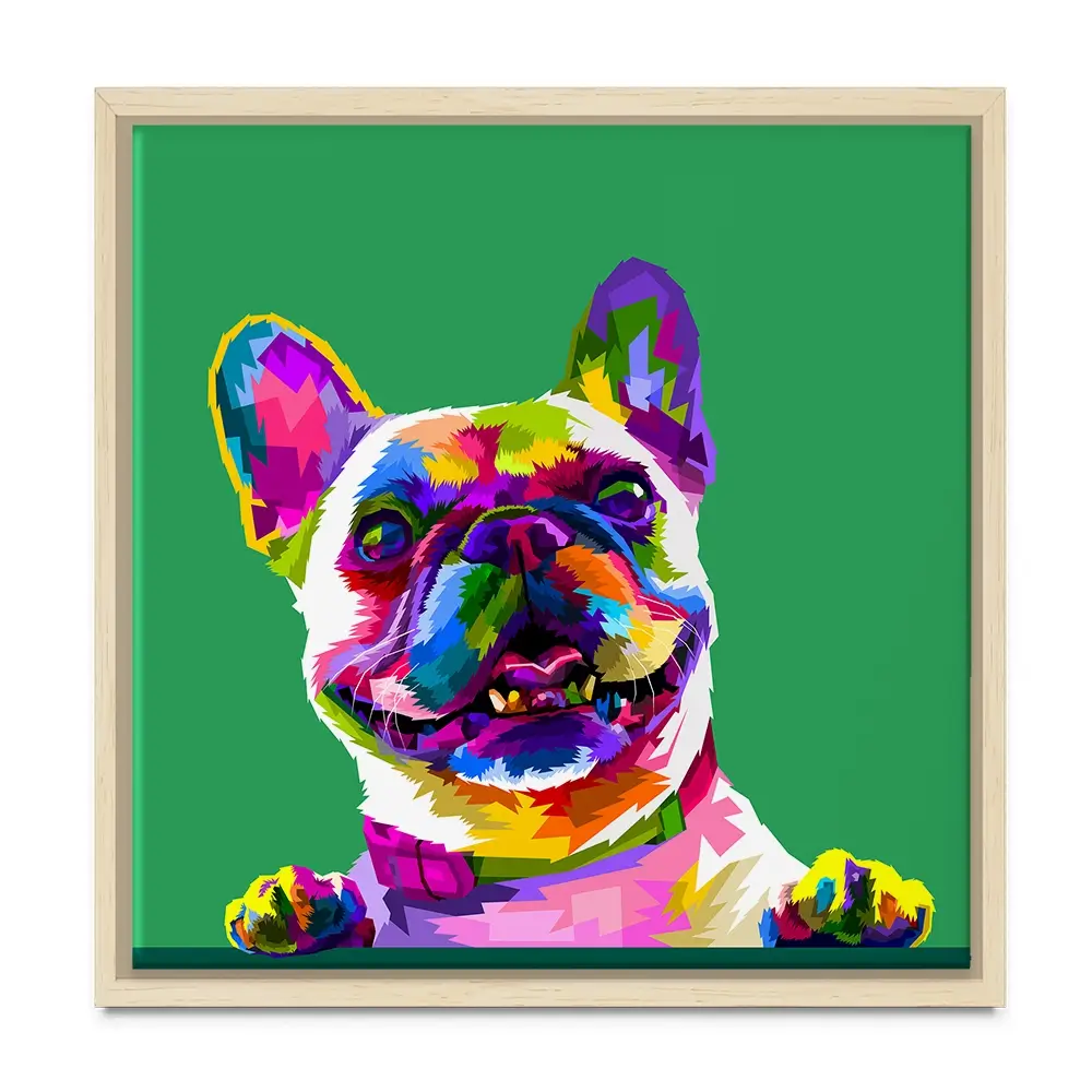 Pop Art Frenchie Square Canvas Print Pop Art Frenchie Square Canvas Print wall art product rainbow zoo / Shutterstock