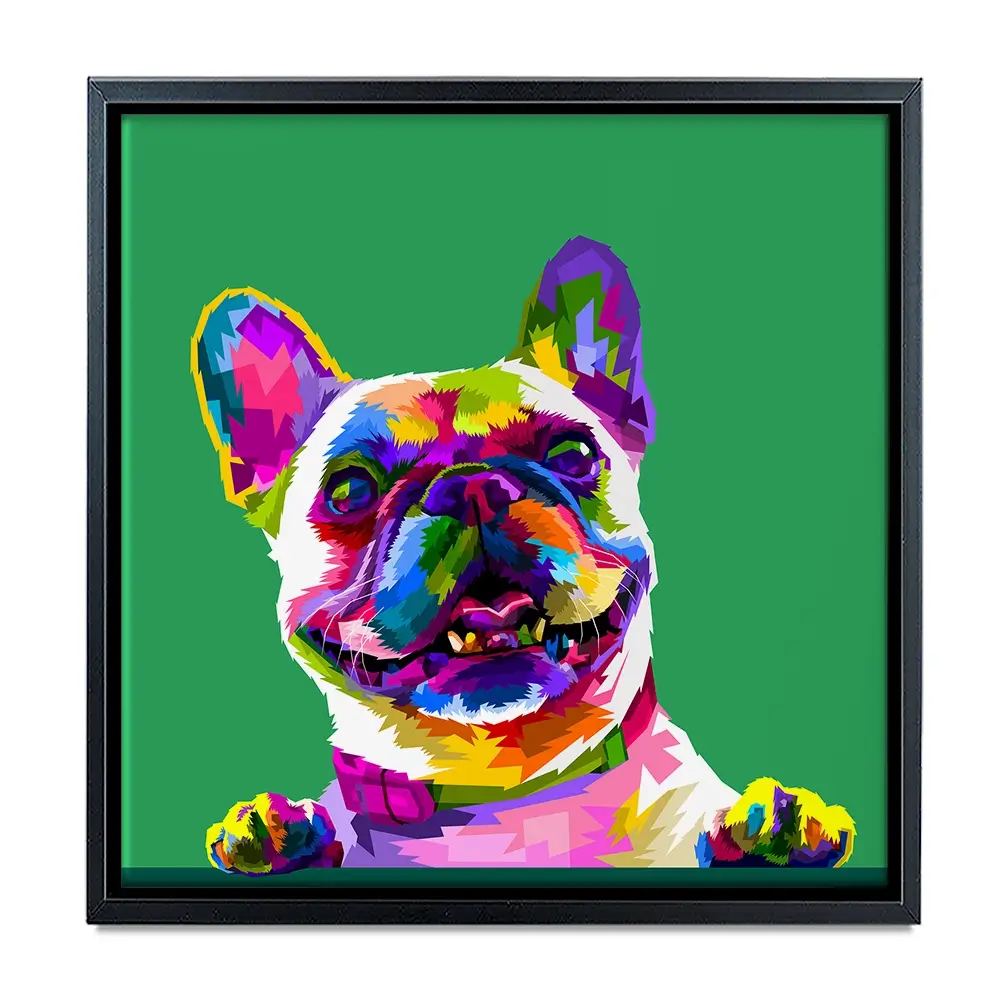 Pop Art Frenchie Square Canvas Print Pop Art Frenchie Square Canvas Print wall art product rainbow zoo / Shutterstock