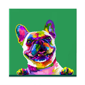 Pop Art Frenchie Square Canvas Print Pop Art Frenchie Square Canvas Print wall art product rainbow zoo / Shutterstock