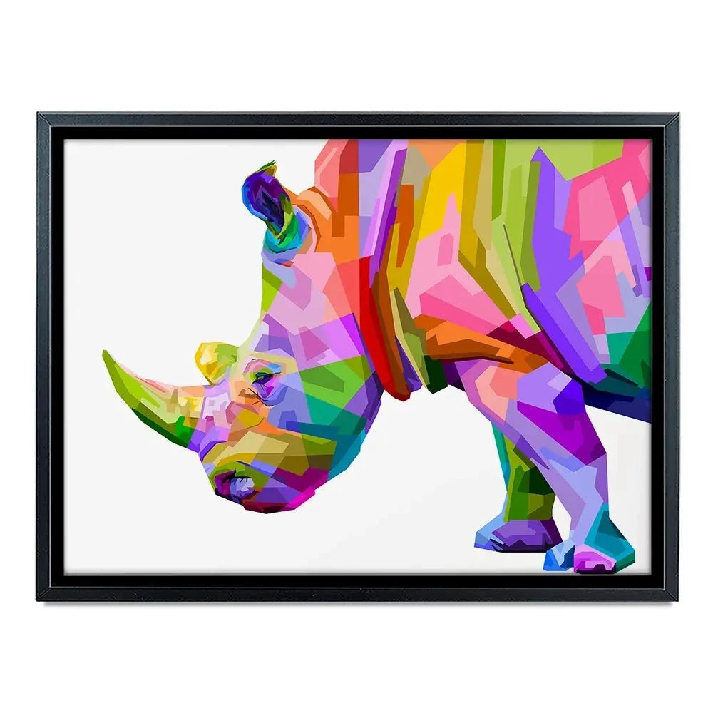 Pop Art Rhinoceros Canvas Print Pop Art Rhinoceros Canvas Print wall art product rainbow zoo / Shutterstock