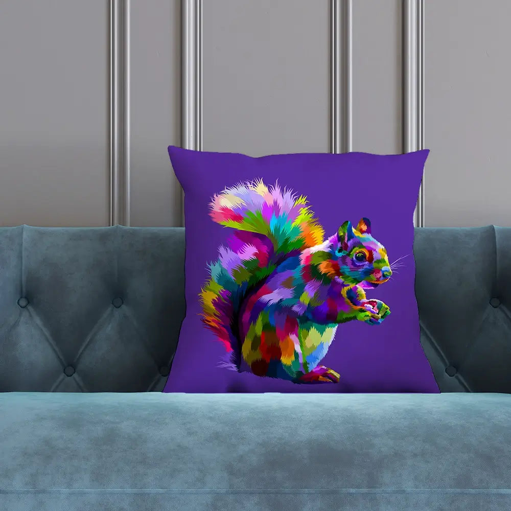 Pop Art Squirrel Cushion Pop Art Squirrel Cushion wall art product rainbow zoo / Shutterstock