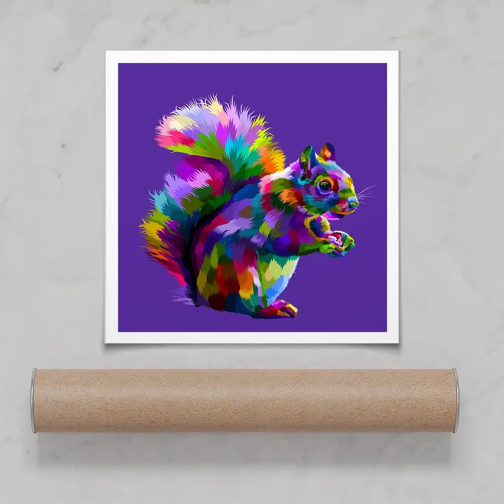 Pop Art Squirrel Square Art Print Pop Art Squirrel Square Art Print wall art product rainbow zoo / Shutterstock