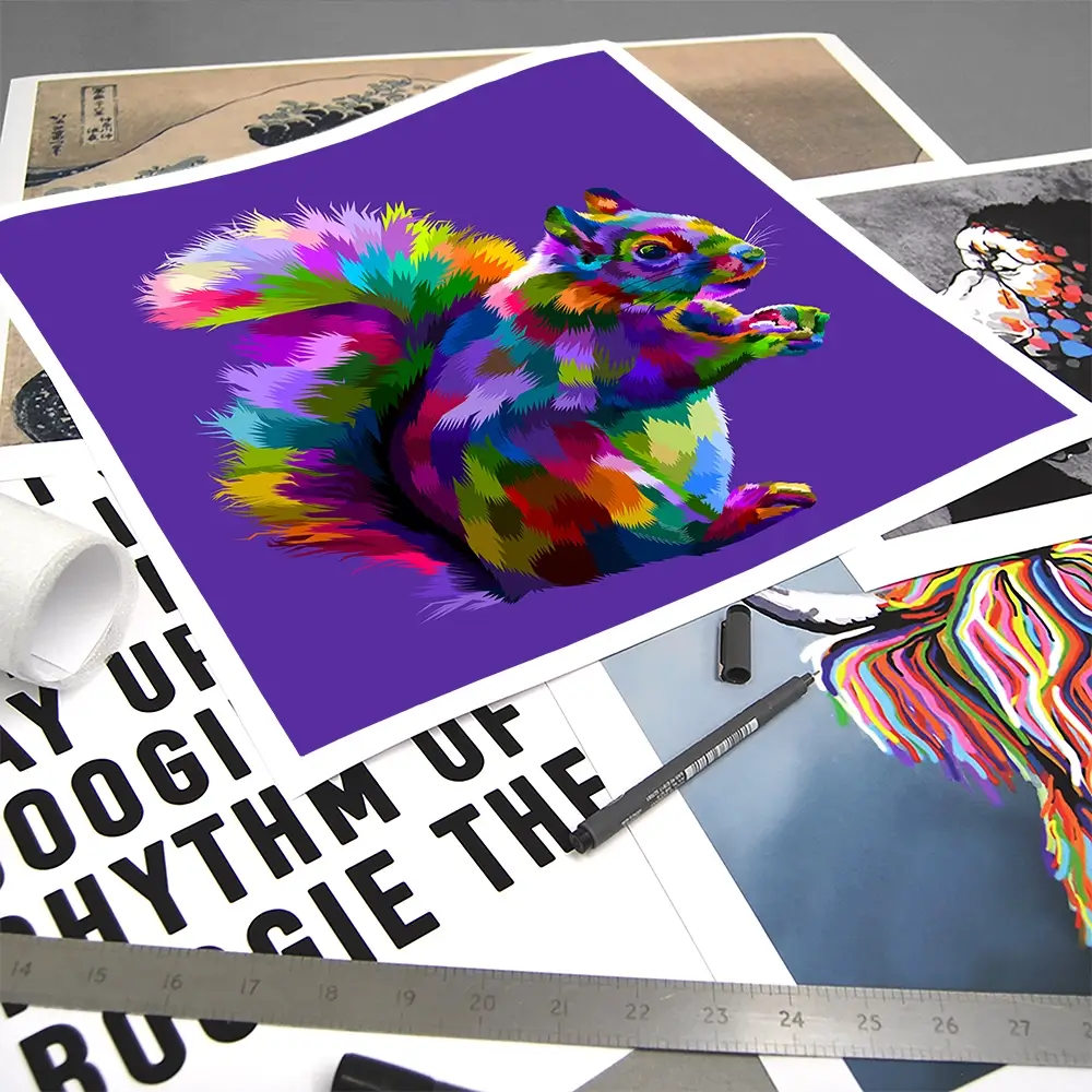 Pop Art Squirrel Square Art Print Pop Art Squirrel Square Art Print wall art product rainbow zoo / Shutterstock