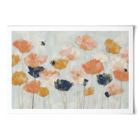 Poppies And Bees In Meadow Art Print Poppies And Bees In Meadow Art Print wall art product Chromatic Storm Studio