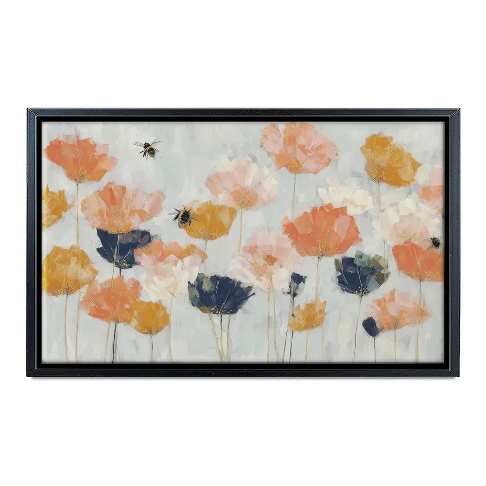 Poppies And Bees In Meadow Canvas Print Poppies And Bees In Meadow Canvas Print wall art product Chromatic Storm Studio