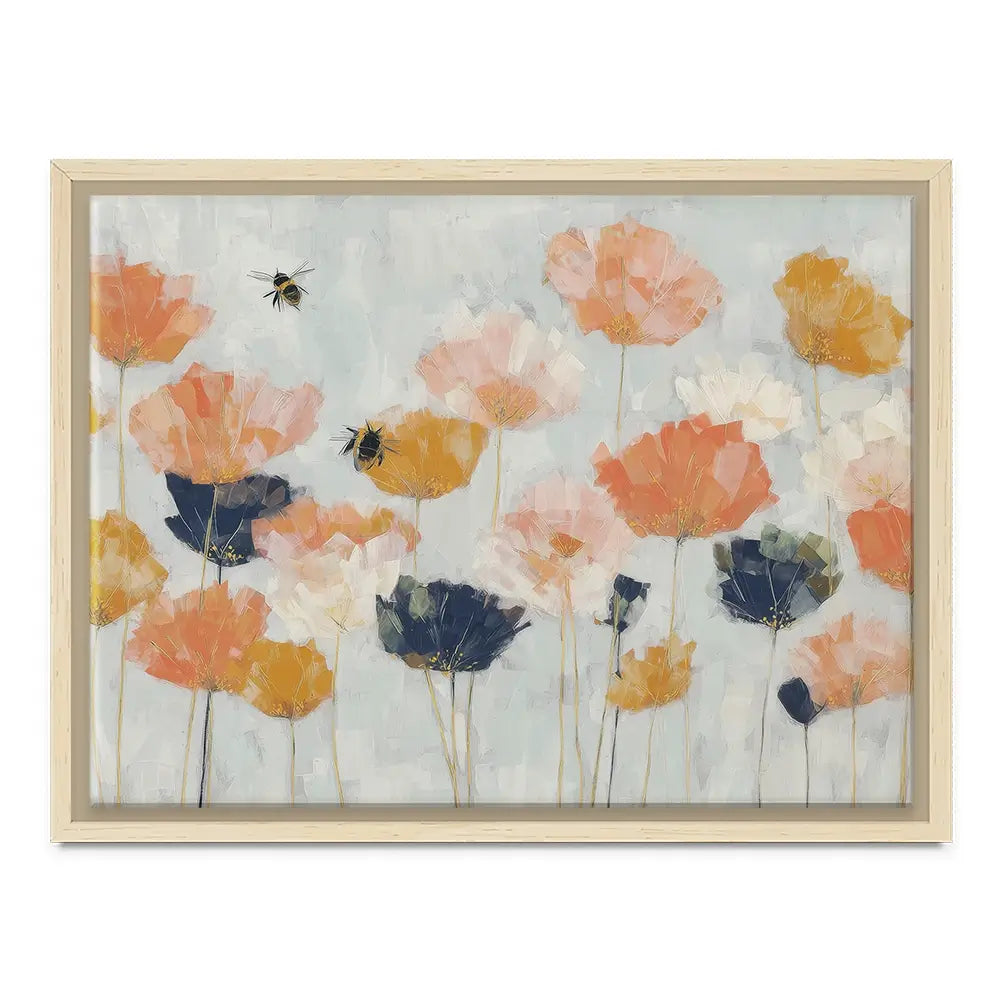 Poppies And Bees In Meadow Canvas Print Poppies And Bees In Meadow Canvas Print wall art product Chromatic Storm Studio