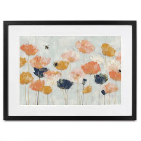 Poppies And Bees In Meadow Framed Art Print Poppies And Bees In Meadow Framed Art Print wall art product Chromatic Storm Studio