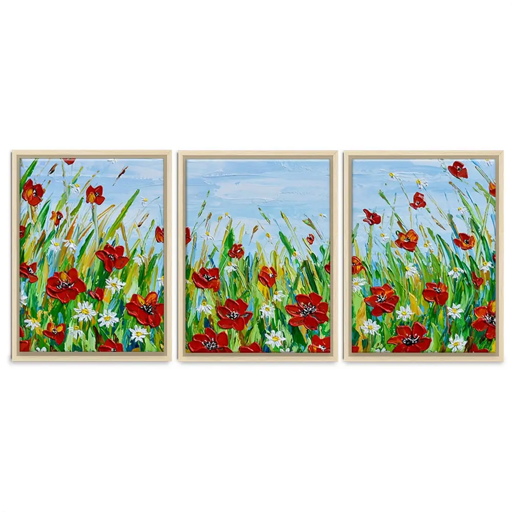 Poppies And Daisies Trio Canvas Print Poppies And Daisies Trio Canvas Print wall art product Olga Tkachyk