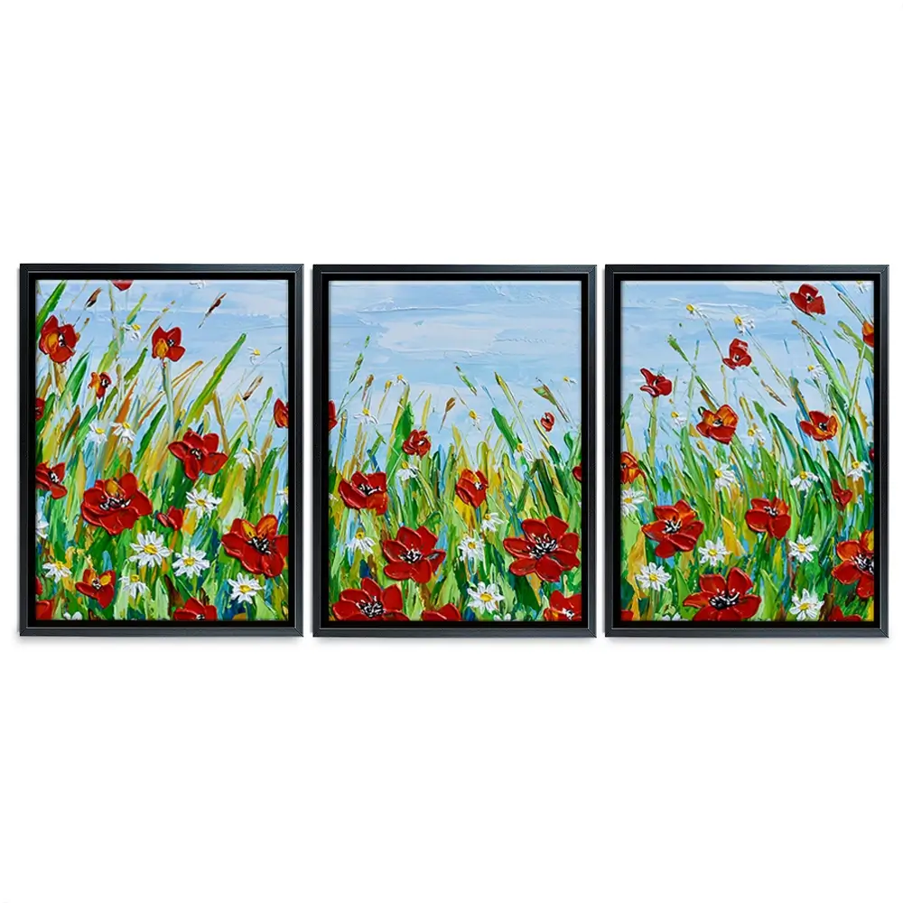 Poppies And Daisies Trio Canvas Print Poppies And Daisies Trio Canvas Print wall art product Olga Tkachyk