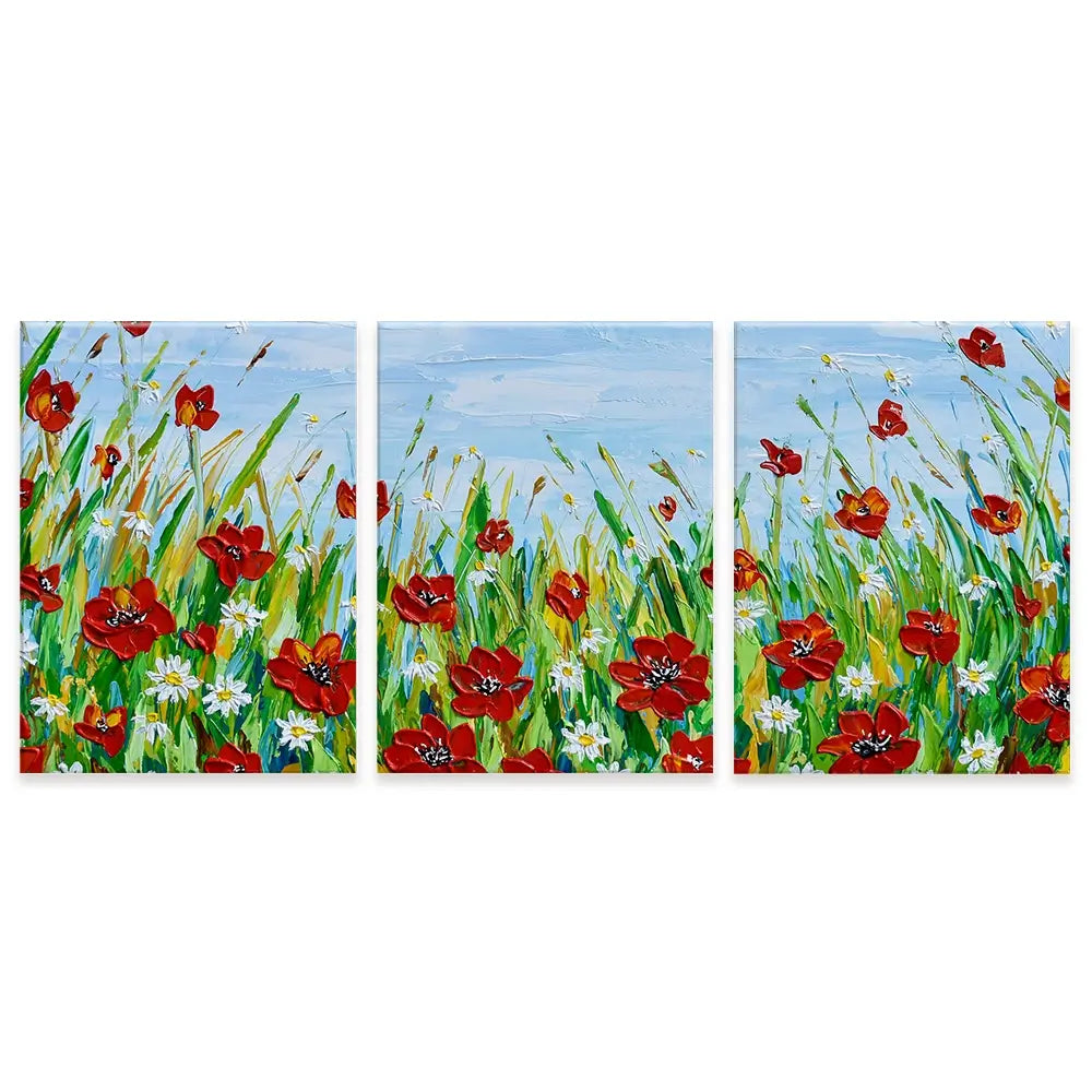 Poppies And Daisies Trio Canvas Print Poppies And Daisies Trio Canvas Print wall art product Olga Tkachyk